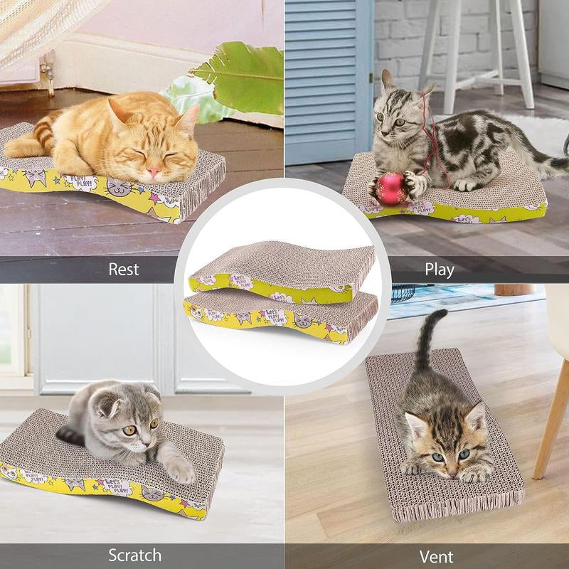 2 Pack Cat Scratch Cardboard Scratching Pad Scratcher Lounge Sofa Bed W/2 Catnip