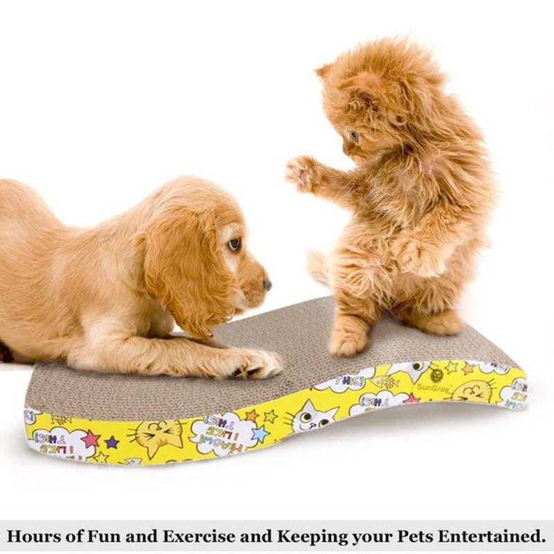 2 Pack Cat Scratch Cardboard Scratching Pad Scratcher Lounge Sofa Bed W/2 Catnip